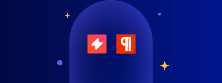 UpSlide favicon (white bolt on red squared background) next to Partech favicon (A stylized letter P) on blue background surrounded by small stars