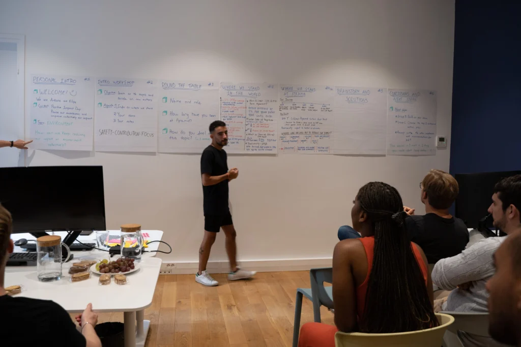 A person leading a workshop on sustainability