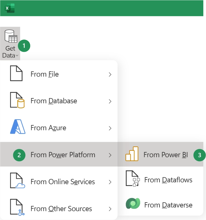 Get data from Power BI for a pivot table | power bi export to excel