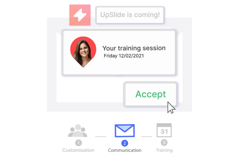 An invitation to an UpSlide training session with a button to accept