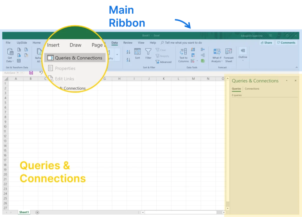 A view of the queries and connections pane in Power Query