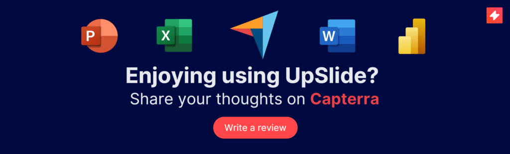 UpSlide's automated financial reporting software. Review us on Capterra.