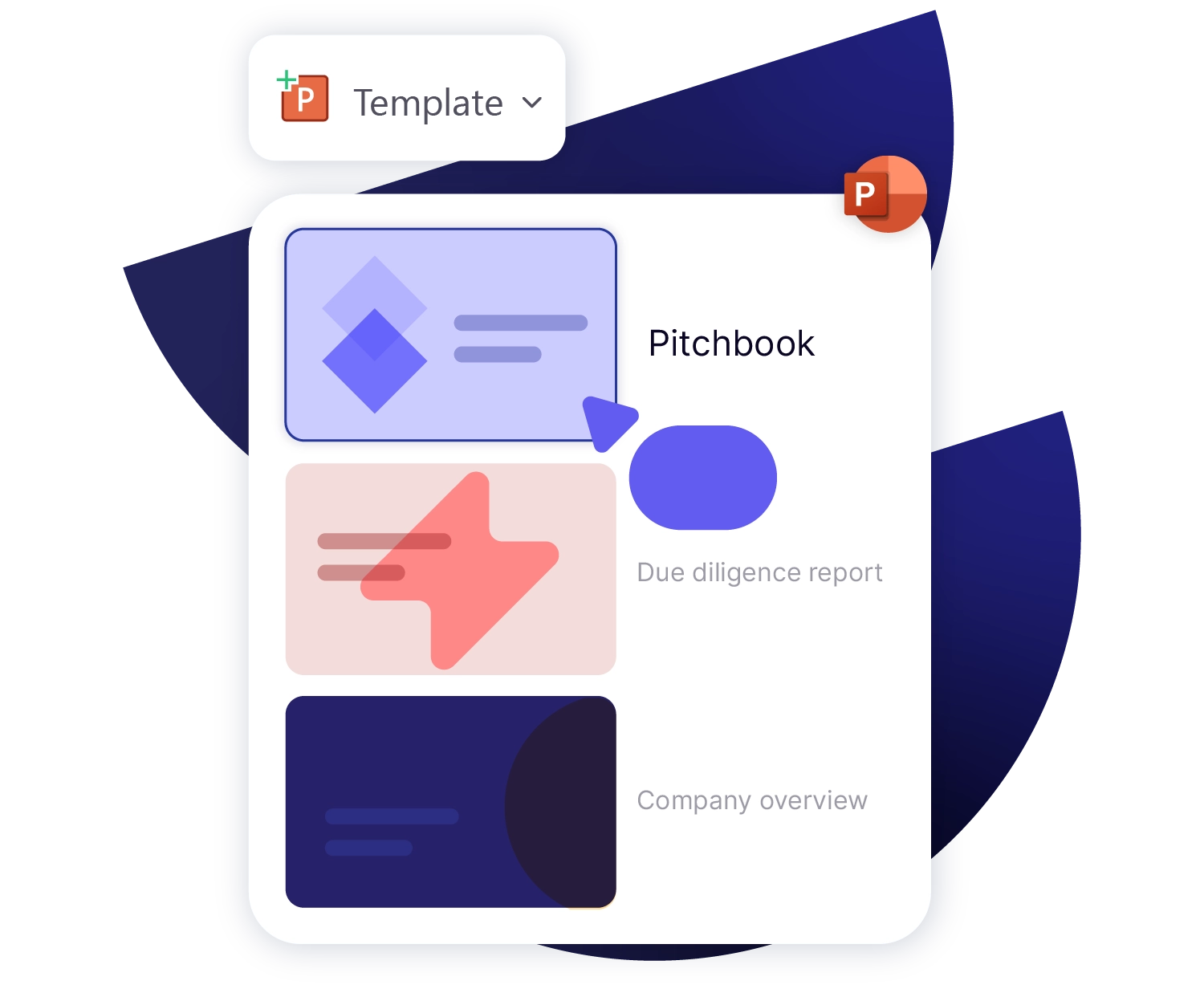 A view of a template drop-down menu in PowerPoint with the option to choose between different templates