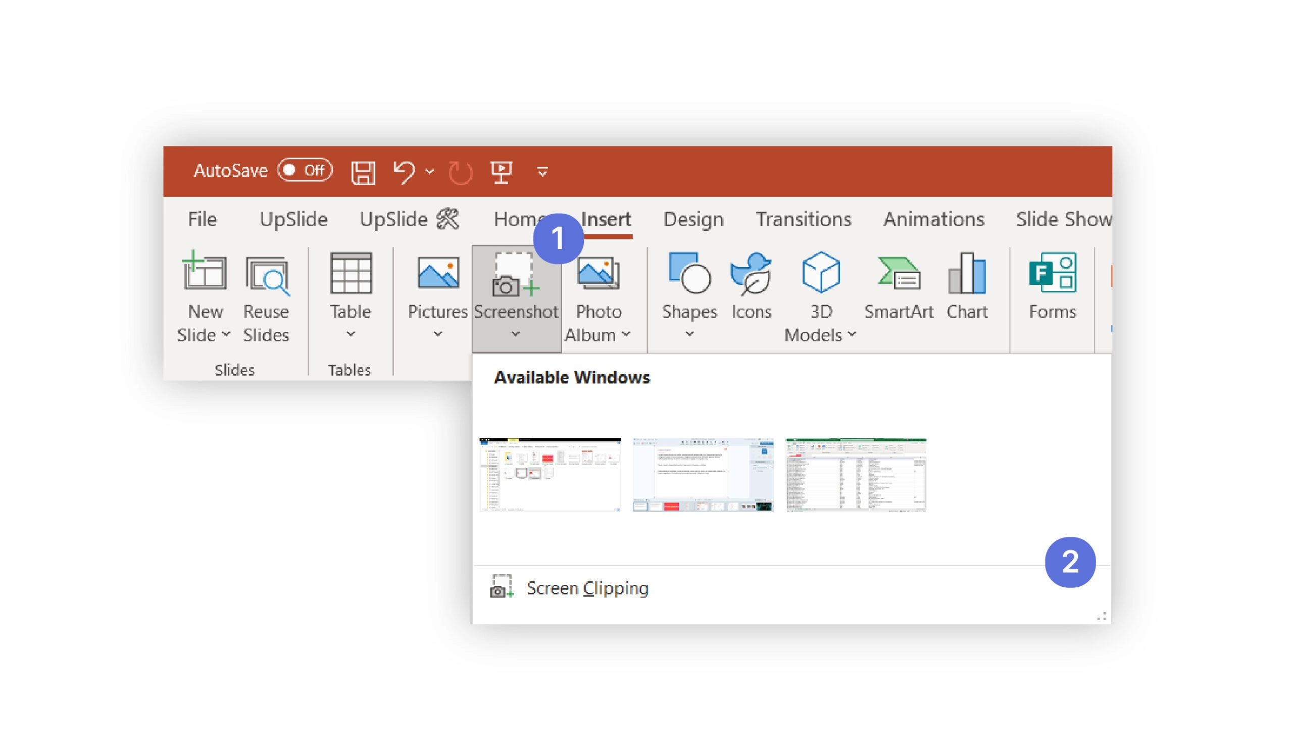 How to take a screenshot of a window within PowerPoint