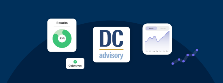 DC advisory logo, charts and graphs