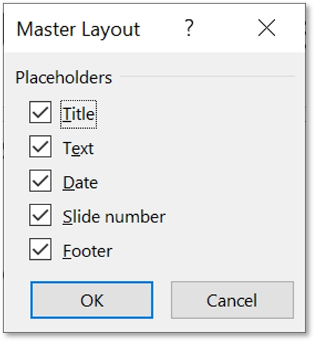 Update PowerPoint template master layout text zones