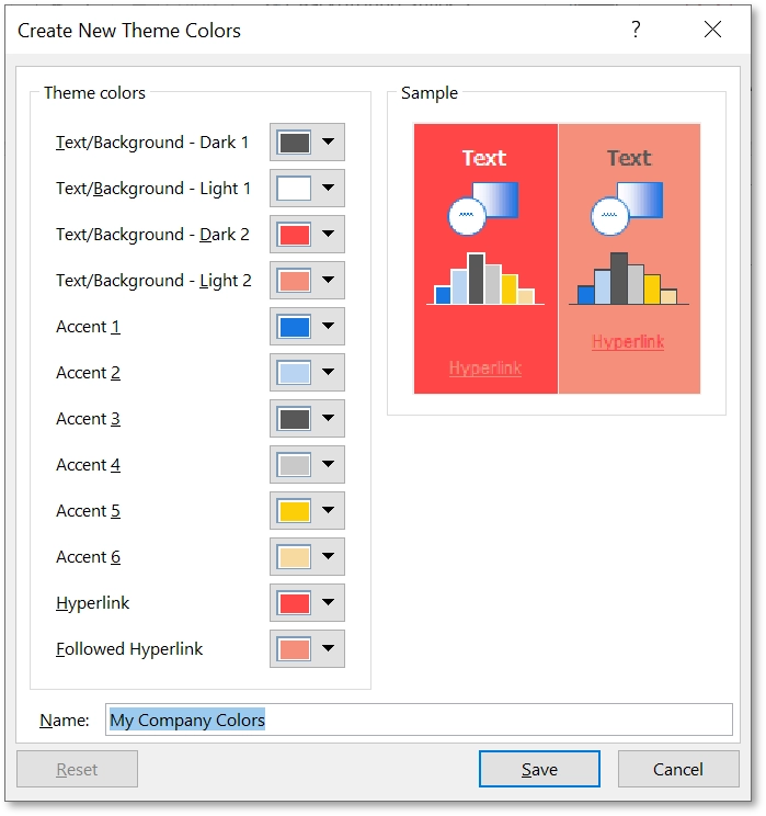 Update theme colors in PowerPoint