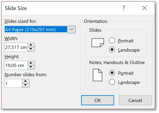 Update PowerPoint template slide size