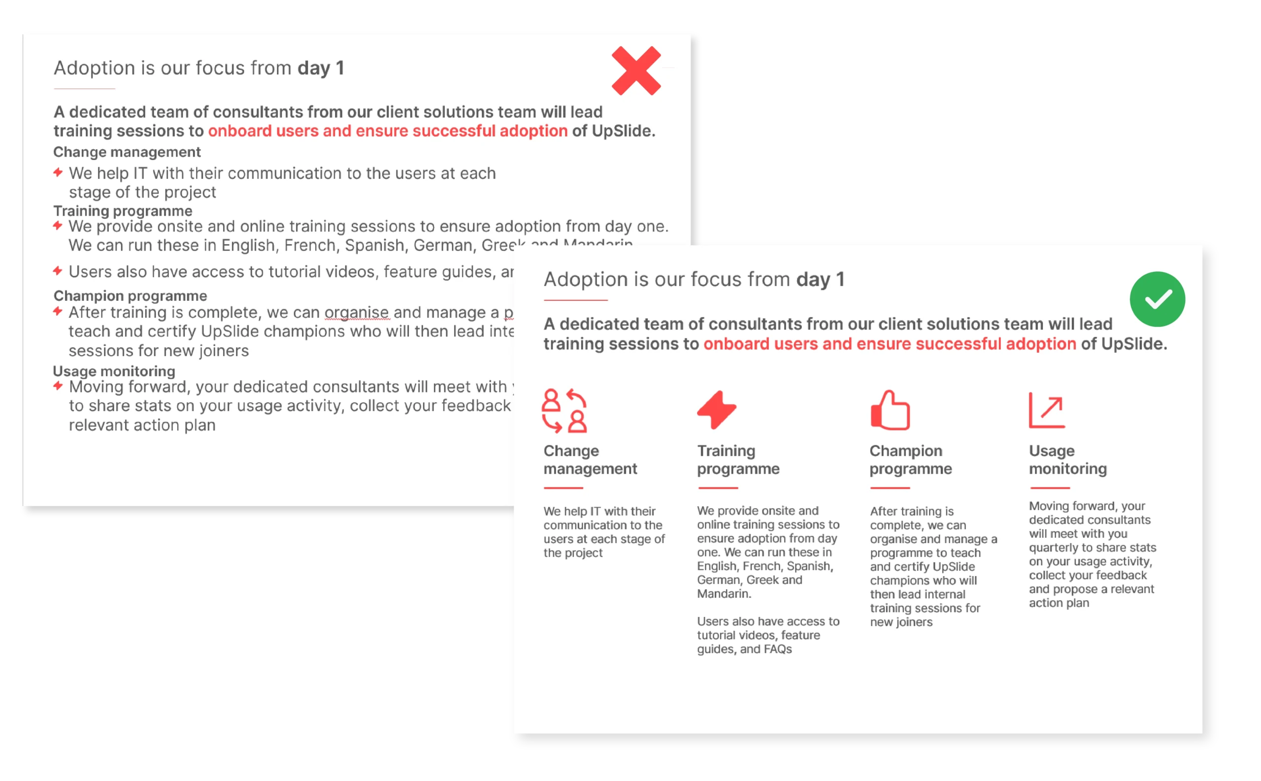 How to distribute content on PowerPoint slide