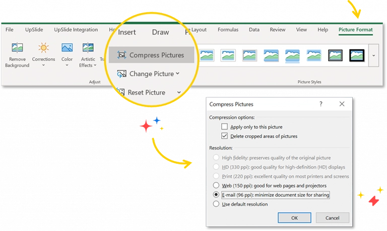 How to compress pictures in Excel
