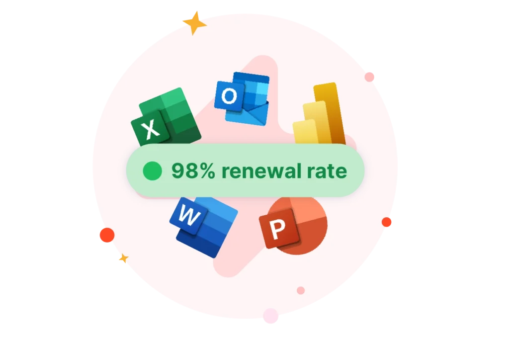 A visual showing UpSlide's 98% renewal rate