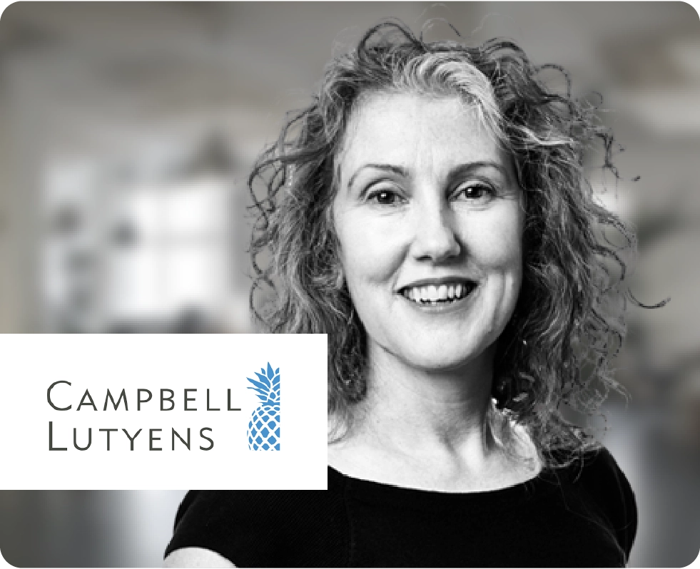 Picture of a woman next to the Campbell Lutyens logo