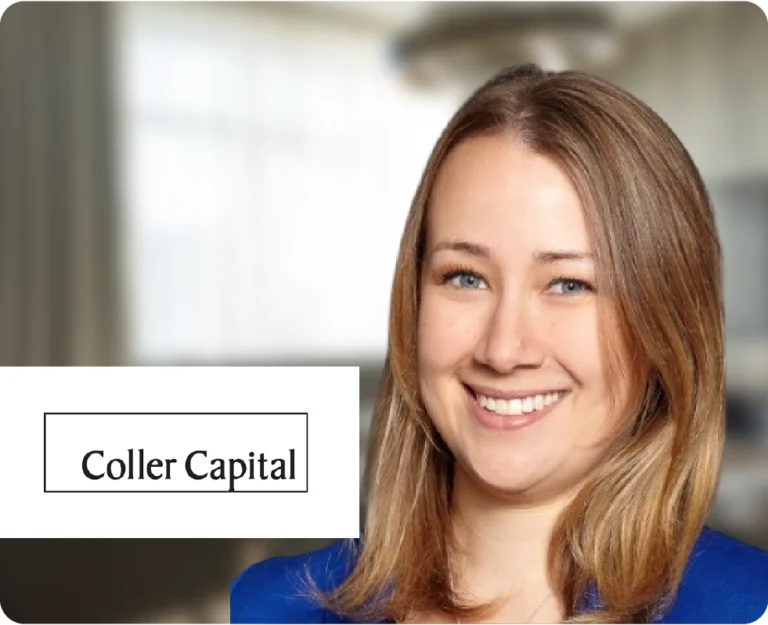 Photo d'une femme à côté du logo de Coller Capital