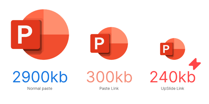 Enjoy lighter file sizes with UpSlide's Excel Link