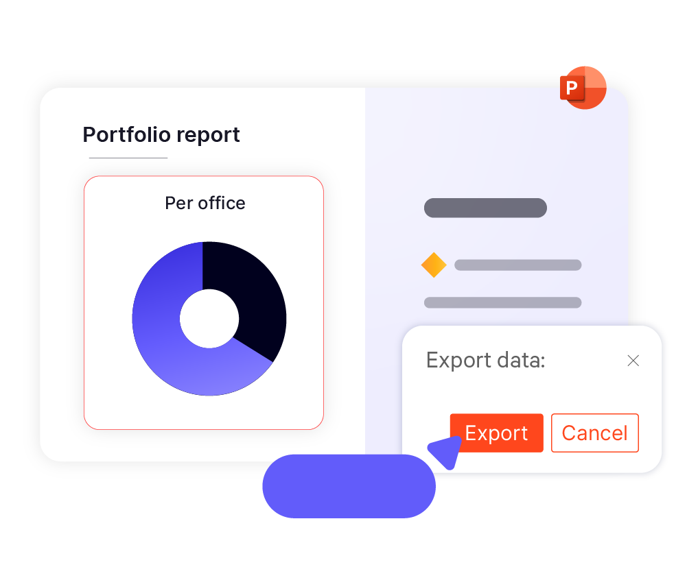 Picture showing how to export data in a portfolio report