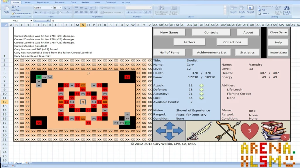 A role-play game running in Microsoft Excel.