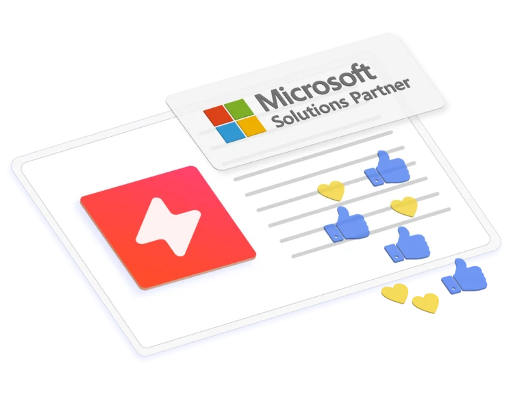Ein Bild mit den Logos von UpSlide und Microsoft Solutions Partner