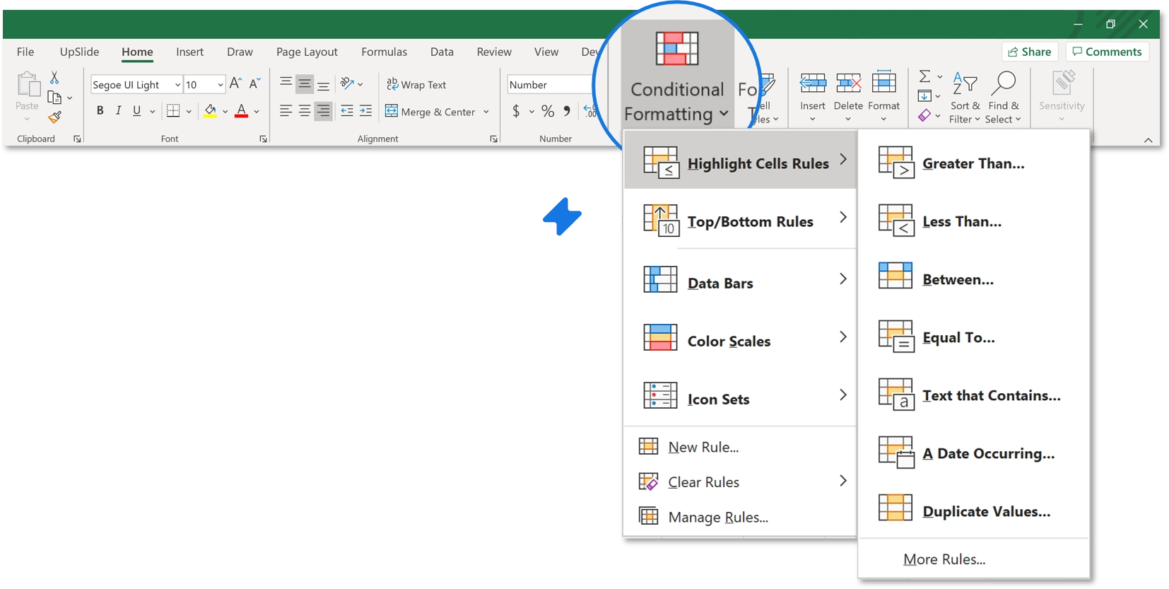 A picture showing how to add conditional formatting in Excel