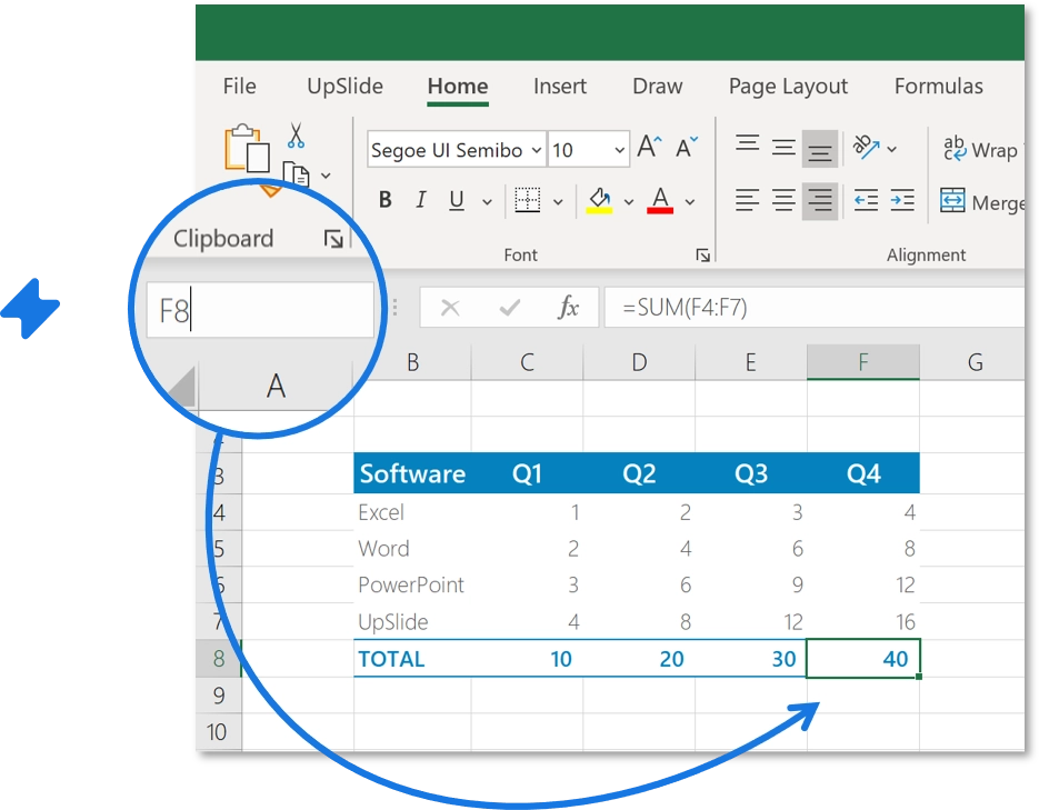 A picture showing how to jump to a particular cell in Excel