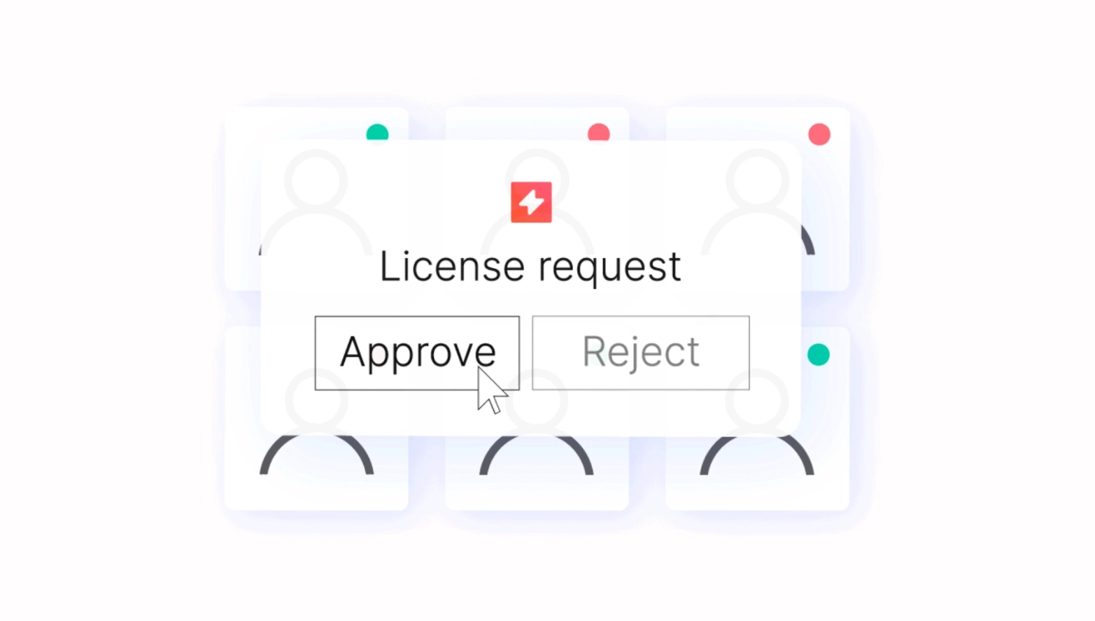 A picture showing how to approve or reject UpSlide user license requests from within the Portal
