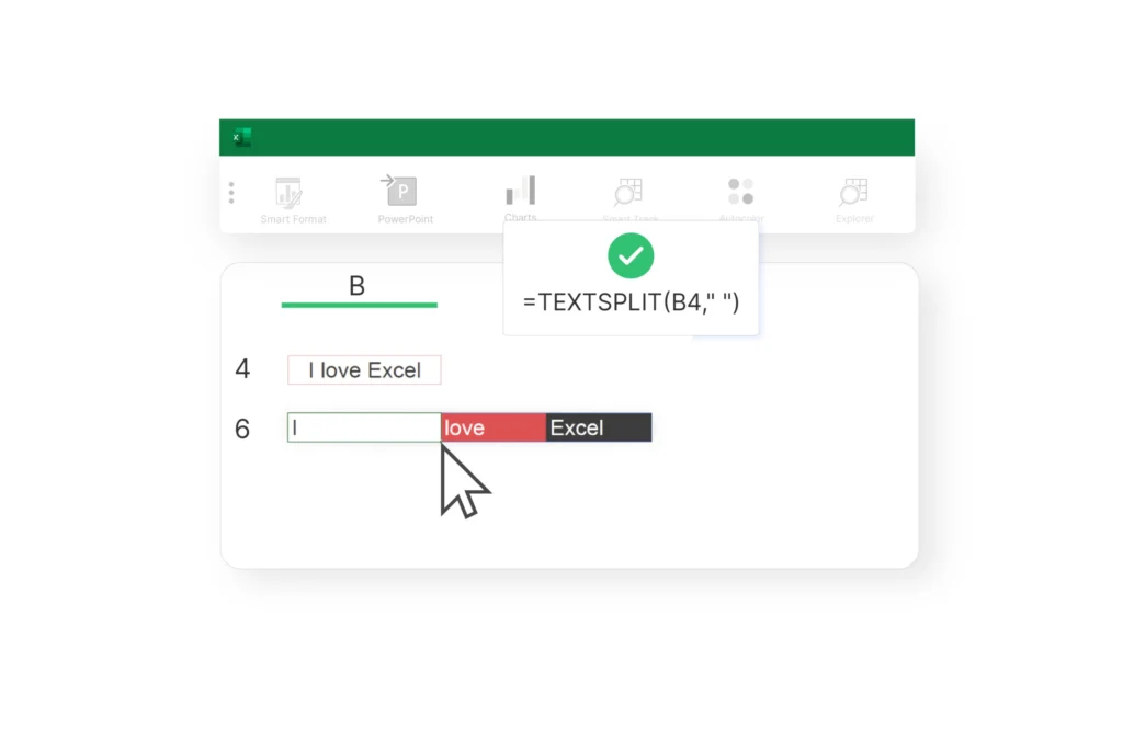 Excel formula showing TEXTSPLIT formula
