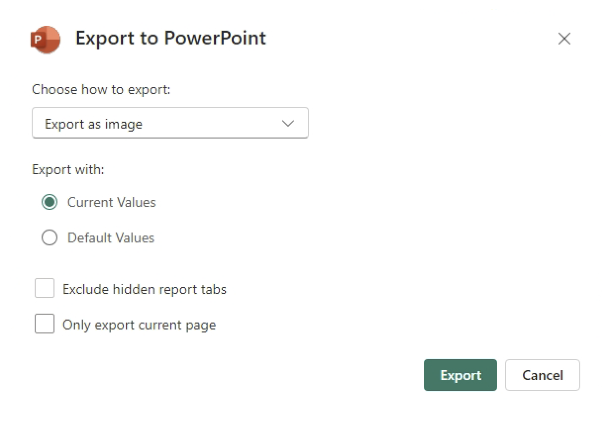 Export an image from Power BI to PowerPoint